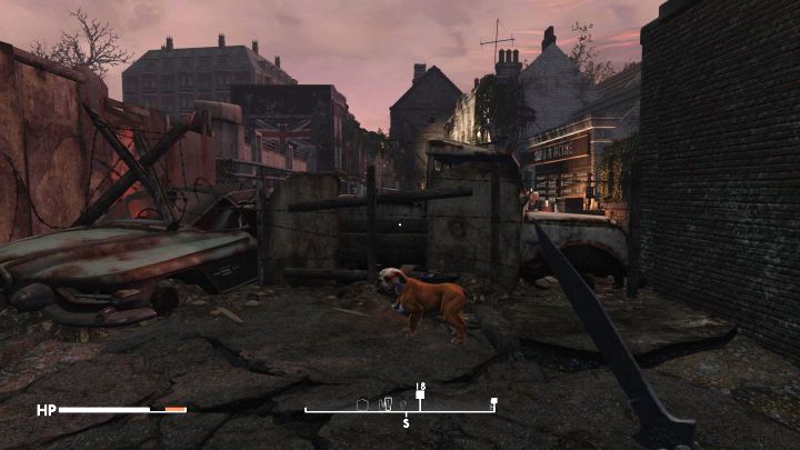 The Swan & Mitre area is surrounded by a wall and there are vehicle wrecks on the main road - Fallout London: How to defend Swan & Mitre and help the Vagabonds? - Fallout: London: Quests - Fallout London Guide