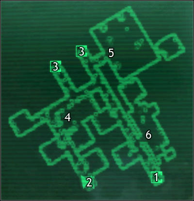 Map legend: 1 - door to Rivet City market - Fallout 3: Rivet City, detailed maps - Detailed maps - Fallout 3 Game Guide
