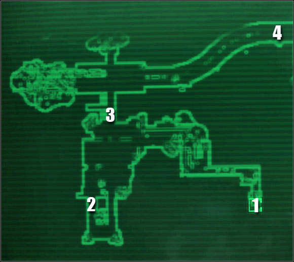 Map legend: 1- entrance to the sub level - Main quests - QUEST 3: Who Dares Wins - part 1 - Main quests - Fallout 3: Broken Steel - Game Guide and Walkthrough