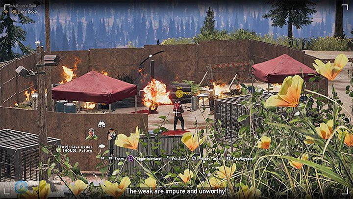 The last part of the mission is to reach The Cooks camp - A Dish Served Cold - Jess Black, a new companion in Whitetail Mountains - Whitetail Mountains - Far Cry 5 Game Guide