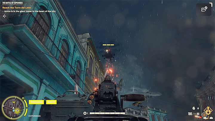 During the final part of the march, an enemy helicopter may appear over your head - Far Cry 6: The Battle of Esperanza - walkthrough - Esperanza - Far Cry 6 Guide
