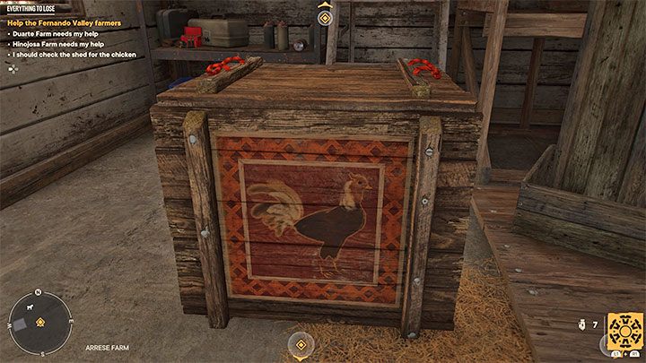 At the farm marked as point 2 on the map (Arrese Farm), you will be asked to take a rooster from the barn, which is one of the collectibles - Far Cry 6: Everything to Lose - walkthrough - El Este - Far Cry 6 Guide