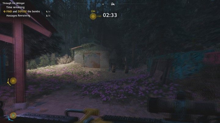 The next bomb is near the garage - the entrance is blocked by a broken vehicle - Through the Wringer | Far Cry New Dawn Walkthrough - Story Missions - Far Cry New Dawn Guide