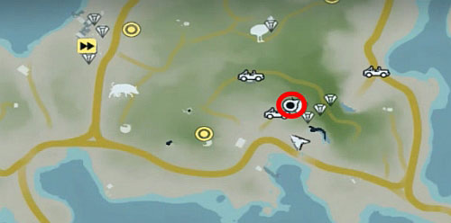 Drive to the area marked with the red circle in the screenshot - The Northern Island - North-western part - Cult Objects - Far Cry 3 - Game Guide and Walkthrough