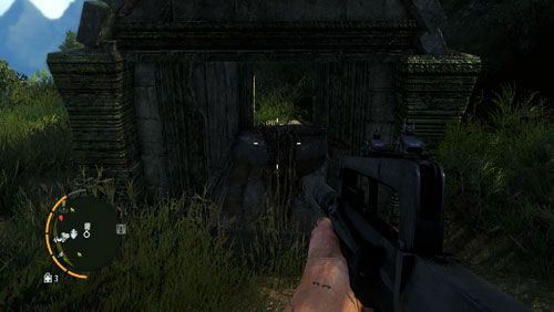 Reach the area marked with the red circle on the map, in order to face a descent with vines - The Southern Island - North-western part - Cult Objects - Far Cry 3 - Game Guide and Walkthrough