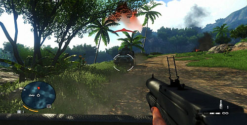 After you watch the cutscene, keep pressing jump, in order to keep pushing the car - Island Port Hotel - Main missions - Far Cry 3 - Game Guide and Walkthrough