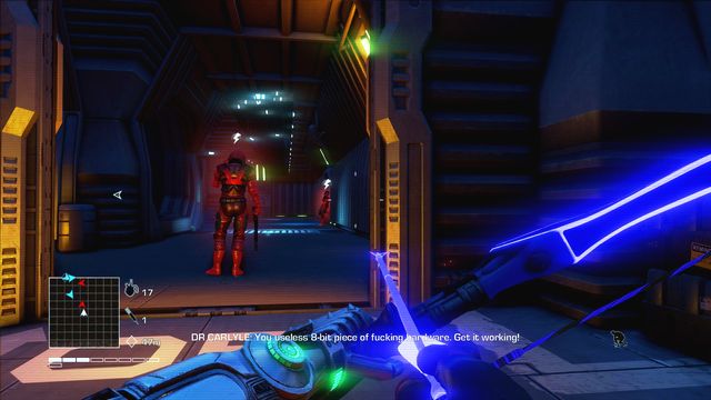 At some point you'll reach a corridor guarded by enemy soldiers - 5 - I don't deal with psychos. I put'em away - Main missions - Far Cry 3: Blood Dragon - Game Guide and Walkthrough