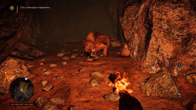 Scare the tiger with burning spear or club. - The Bone Cave (Sayla the Gatherer) - Walkthrough - Far Cry Primal - Game Guide and Walkthrough
