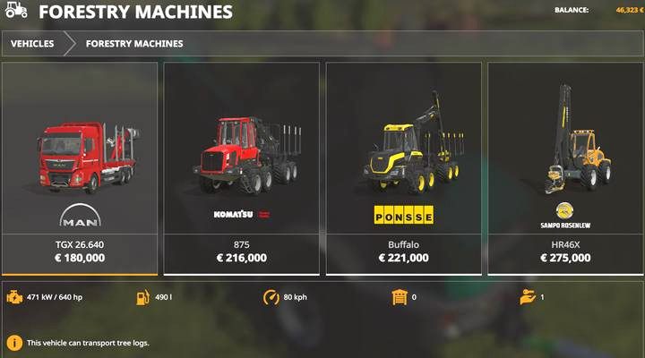 Trucks suitable to transport timber. - Farming Simulator 19: Wood harvesting - Wood - Farming Simulator 19 Guide and Tips