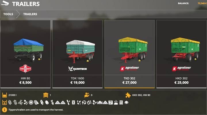 Trailers. - Farming Simulator 19: Trailers, semi-trailers - List of vehicles and machines - Farming Simulator 19 Guide and Tips