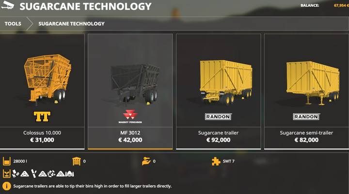Sugarcane trailers. - Farming Simulator 19: Trailers, semi-trailers - List of vehicles and machines - Farming Simulator 19 Guide and Tips