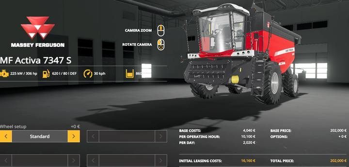 Massey Ferguson MF Activa 7374S. - Farming Simulator 19: Harvesters, headers - List of vehicles and machines - Farming Simulator 19 Guide and Tips