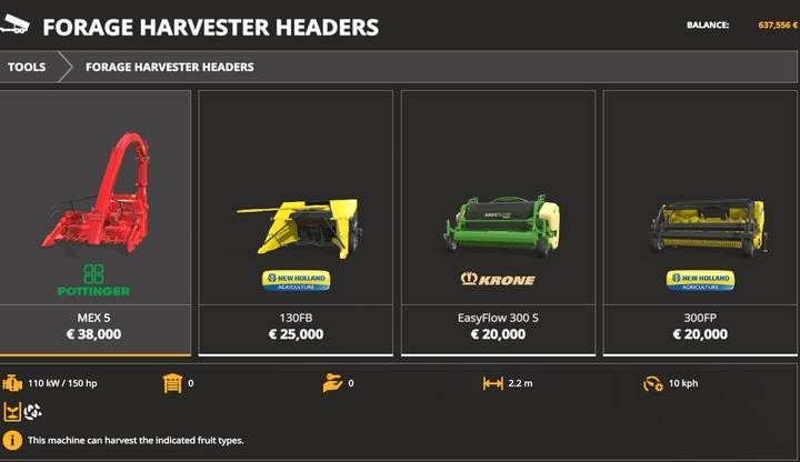 Forage Harvester Headers. - Farming Simulator 19: Harvesters, headers - List of vehicles and machines - Farming Simulator 19 Guide and Tips