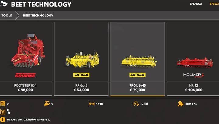 Headers for beet harvesters. - Farming Simulator 19: Harvesters, headers - List of vehicles and machines - Farming Simulator 19 Guide and Tips
