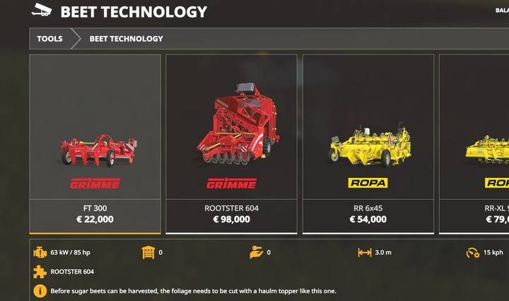 Beet harvesters mounted on tractors. - Farming Simulator 19: Harvesters, headers - List of vehicles and machines - Farming Simulator 19 Guide and Tips