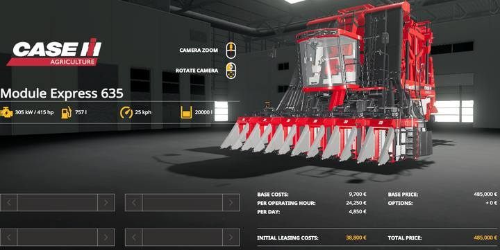 CaseIH Module Express 635. - Farming Simulator 19: Harvesters, headers - List of vehicles and machines - Farming Simulator 19 Guide and Tips