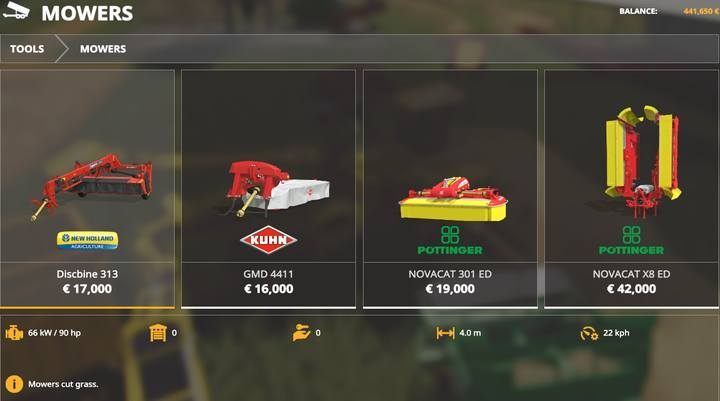 Mowers. - Farming Simulator 19: Machines for grass, hay - List of vehicles and machines - Farming Simulator 19 Guide and Tips