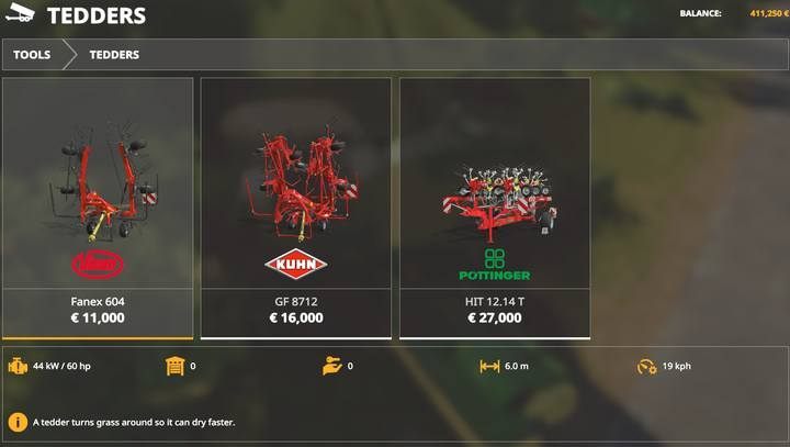 Tedders. - Farming Simulator 19: Machines for grass, hay - List of vehicles and machines - Farming Simulator 19 Guide and Tips