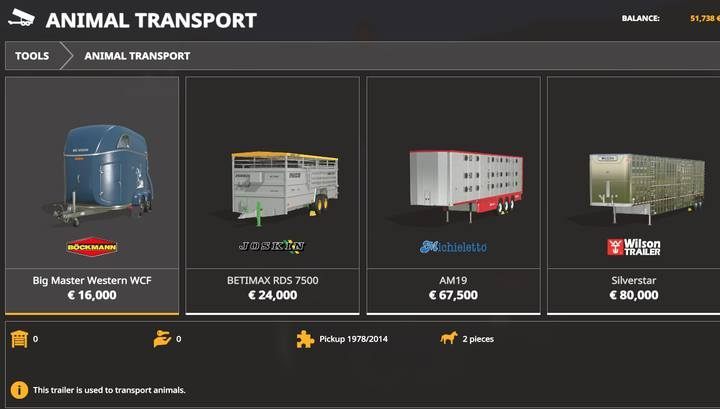 Trailers for transporting animals. - Farming Simulator 19: Animal husbandry machines, vehicles - List of vehicles and machines - Farming Simulator 19 Guide and Tips