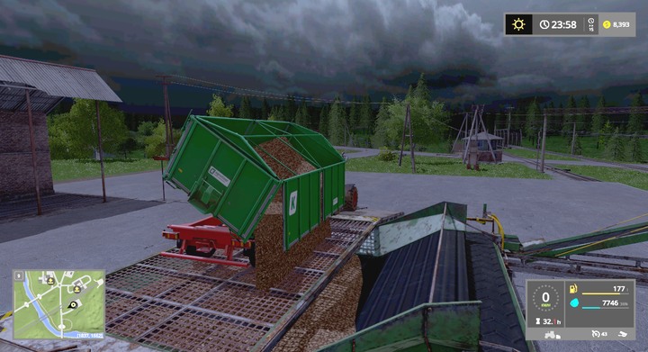 Unloading the dumper - the same action is performed when moving the harvest to the silo, as well as to the store - From sowing to harvesting - step by step - For beginners - Farming Simulator 17 Game Guide