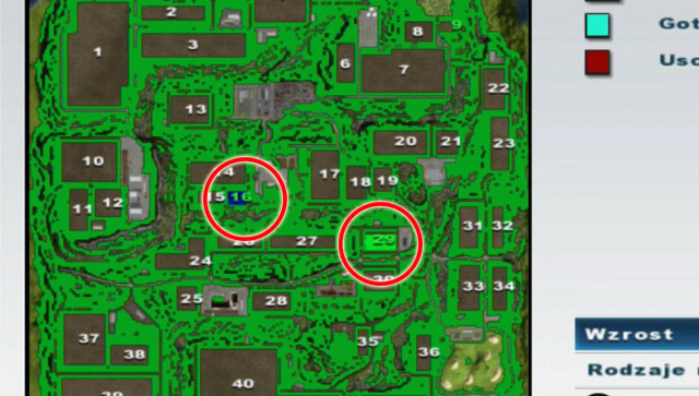Green marks fields where crops are ready to be harvested, blue where something is growing and red a withered field. - Further sowings, sprayings, harvestings and sale | Further steps - Further steps - Farming Simulator 2013 Game Guide