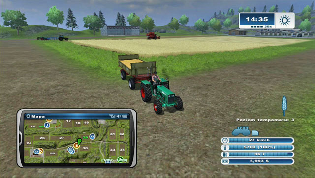 Always have a tractor with a trailer ready to collect the crops from the harvester. - Further sowings, sprayings, harvestings and sale | Further steps - Further steps - Farming Simulator 2013 Game Guide
