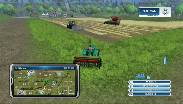 When the cultivator heads into the field, bring the sower so that it waits in line. - Further sowings, sprayings, harvestings and sale | Further steps - Further steps - Farming Simulator 2013 Game Guide