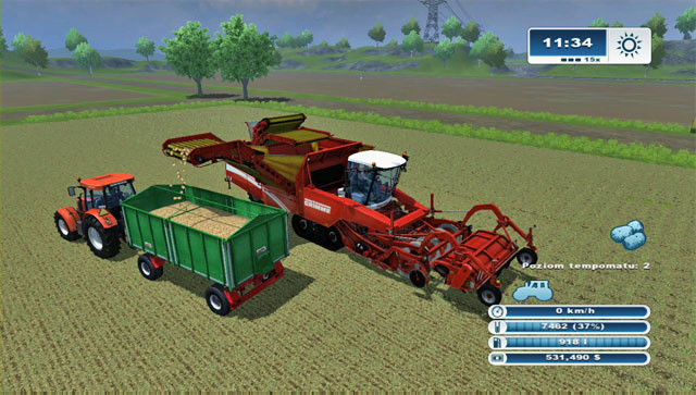 Unloading potatoes from a combine works just like with grains. - Growing potatoes | Agriculture - Agriculture - Farming Simulator 2013 Game Guide