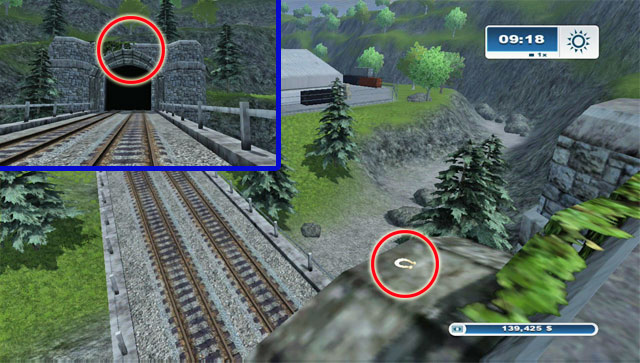 The horseshoe can be found above the tunnel entrance - Area H: horseshoes #90-#100 | Horseshoes - Horseshoes - Farming Simulator 2013 Game Guide