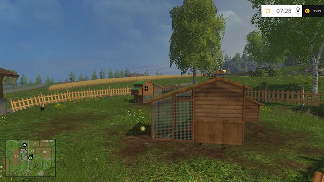 The chicken coop and a lonely rooster. - The farm - buildings and starting machines - Basics - Farming Simulator 15 Game Guide