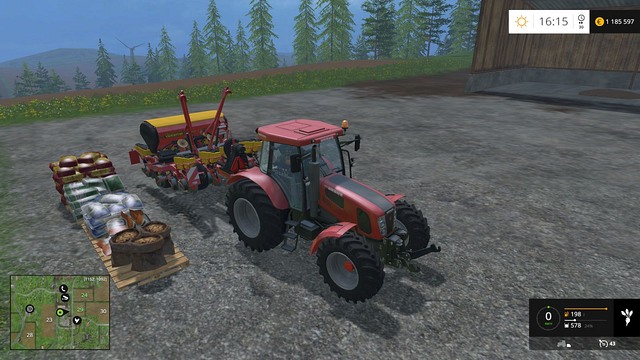 A sowing machine has to be refilled frequently. - Growing plants - preparation, harvest and selling - Basics - Farming Simulator 15 Game Guide