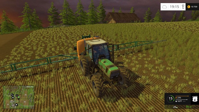 Spraying the field takes only a few whiles. - Buying a sprayer - Basics - Farming Simulator 15 Game Guide