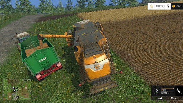 The new trailer can load almost three times as much crop as the previous one. - Changing your equipment - Basics - Farming Simulator 15 Game Guide