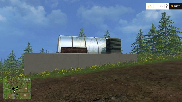 The greenhouse requires water and manure to bring profit - Available objects - Placing objects - Farming Simulator 15 Game Guide