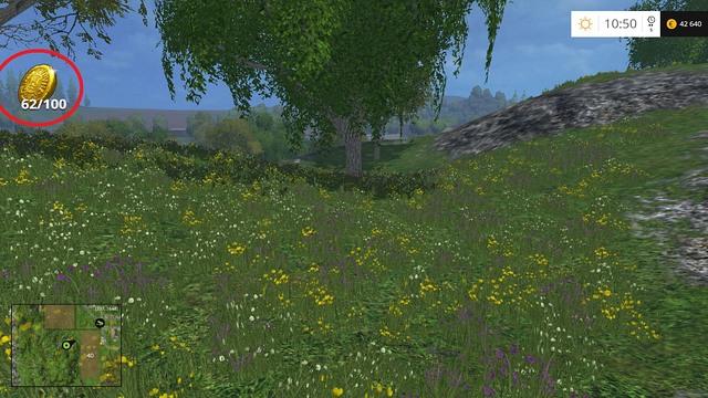 A coin will be picked up automatically when you get close to it - Gold Coins - Introduction - Gold Coins - Farming Simulator 15 Game Guide