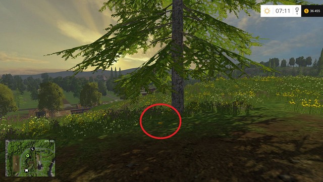 Under one of the trees on the hill - Section A - coins 1 - 12 - Gold Coins - Farming Simulator 15 Game Guide