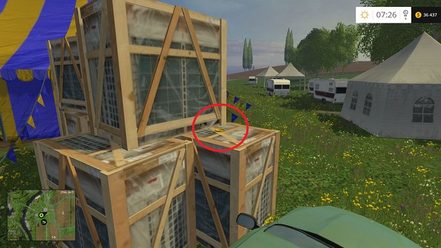 Near the circus, on one of the wooden crates - Section A - coins 1 - 12 - Gold Coins - Farming Simulator 15 Game Guide