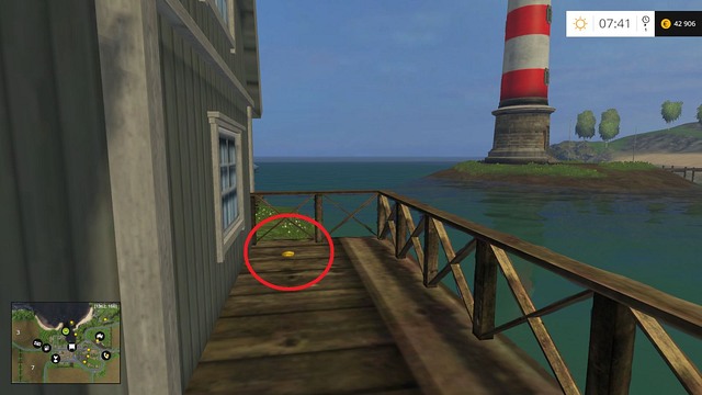 On a wooden platform by a grey house - Section B - coins 13 - 29 - Gold Coins - Farming Simulator 15 Game Guide