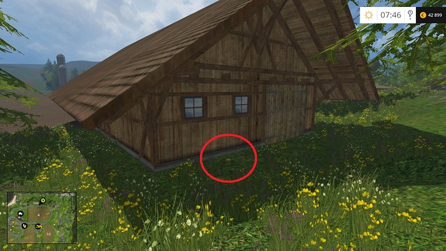 Also behind a wooden house - Section B - coins 13 - 29 - Gold Coins - Farming Simulator 15 Game Guide