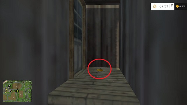 On the stairs attached to the transport firm quarters - Section B - coins 13 - 29 - Gold Coins - Farming Simulator 15 Game Guide