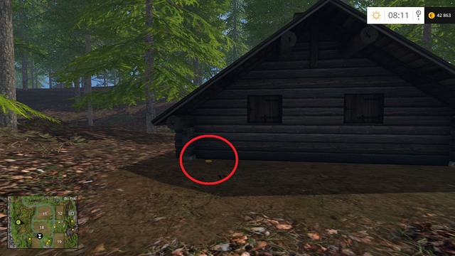 Behind a hut in the woods - Section C - coins 30 - 44 - Gold Coins - Farming Simulator 15 Game Guide
