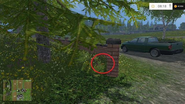 On the ground, near a stone fence - Section C - coins 30 - 44 - Gold Coins - Farming Simulator 15 Game Guide