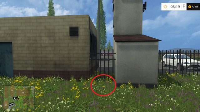 Near a small building, just behind the fence - Section C - coins 30 - 44 - Gold Coins - Farming Simulator 15 Game Guide