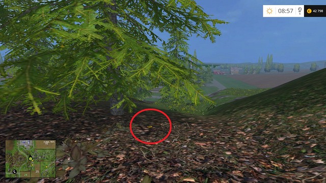 Under a tree - Section D - coins 45 - 54 - Gold Coins - Farming Simulator 15 Game Guide