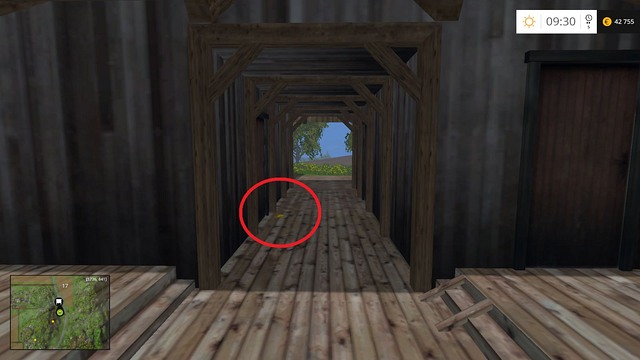 In the passage in a wooden building - Section D - coins 45 - 54 - Gold Coins - Farming Simulator 15 Game Guide