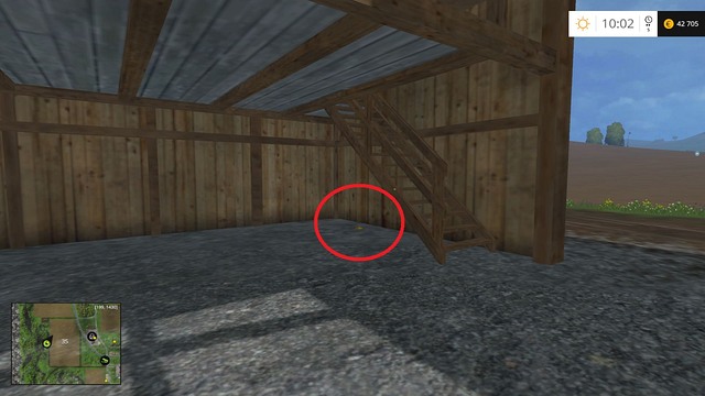 Inside a building on the edge of field no - Section E - coins 55 - 69 - Gold Coins - Farming Simulator 15 Game Guide