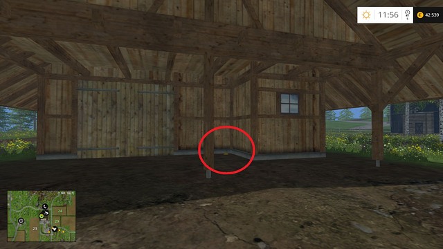 Near a wooden hut - Section F - coins 70 - 89 - Gold Coins - Farming Simulator 15 Game Guide