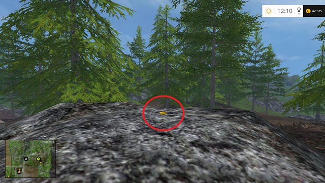 On a rock, in a small forest - Section F - coins 70 - 89 - Gold Coins - Farming Simulator 15 Game Guide