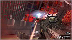 Eliminate the enemies running at the lower level when you enter the next hall - Level 07: Port - Walkthrough - F.3.A.R. - Game Guide and Walkthrough