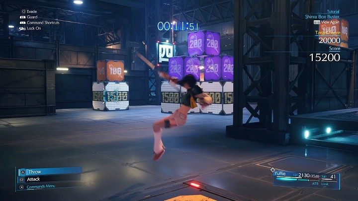 In Shinra Box Buster, you receive points for destroying boxes, which have their vulnerabilities and resistances, so it pays off to know what techniques to use when it comes to individual boxes - Final Fantasy VII Remake Intermission: Shinra Box Buster - rules, rewards - Basics - Final Fantasy 7 Remake Guide